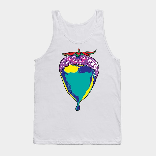 Rainbow Psychedelic Strawberry in Chocolate Tank Top by polliadesign